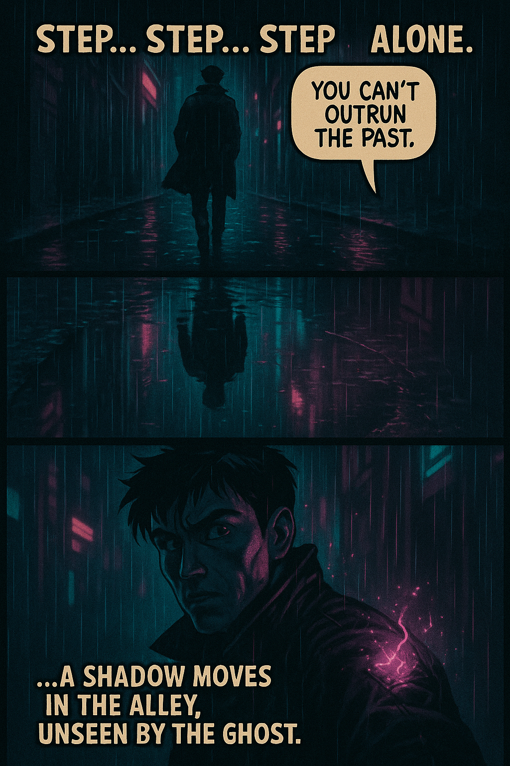 Kaito walking alone in neon alley